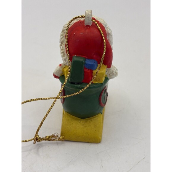 Vintage Peanuts PVC Christmas Ornament Santa Snoopy On Sleigh - Picture 3 of 6
